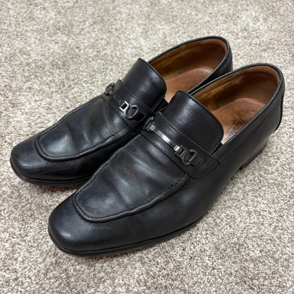 Florsheim Postino Horse Bit Loafers Mens 11.5 D Black Leather Dress Shoes 15184